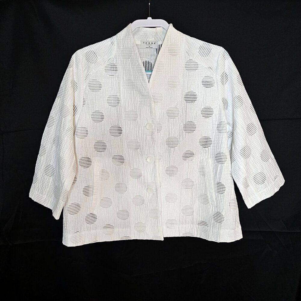 Terra sj Apparel Medium White and Metallic Sheer Cardigan Blazer